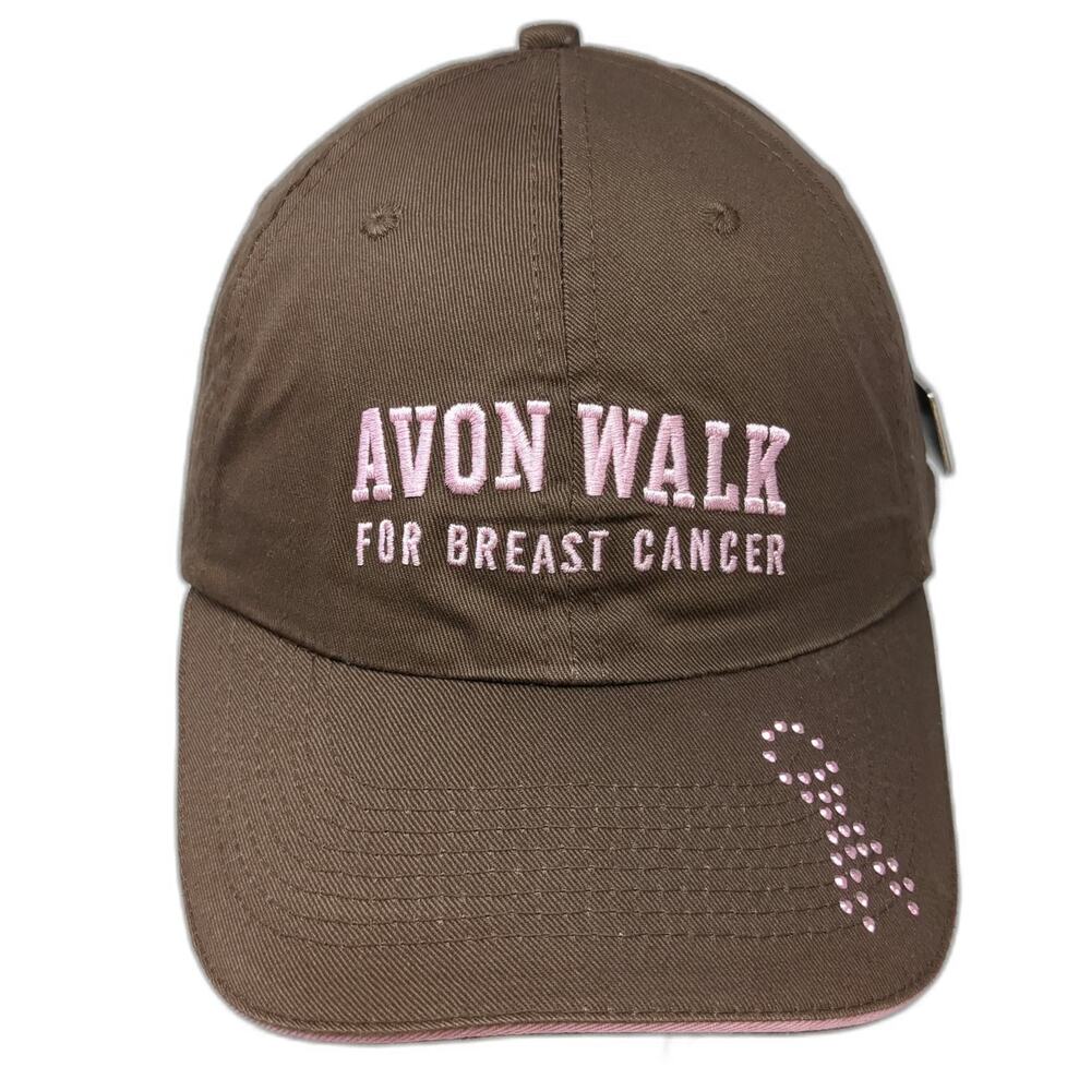 Avon Baseball Cap Brown One Size Breast Cancer Awareness Ribbon Enamel Pin Hat